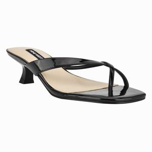 Nine West Marigol Thong Heeled Sandals - Black - Ireland (HE4317098)